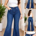 Waist Wide-Leg Flared Denim Jeans (1153)