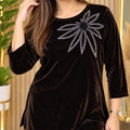 Women’s Velvet Top with Silver Floral Embellishment