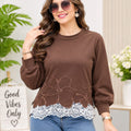 Premium Floral Lace Hem Sweatshirt – Elegant prewinter Wear