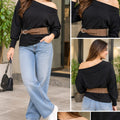 Premium Asymmetric Off-Shoulder Top with Belt