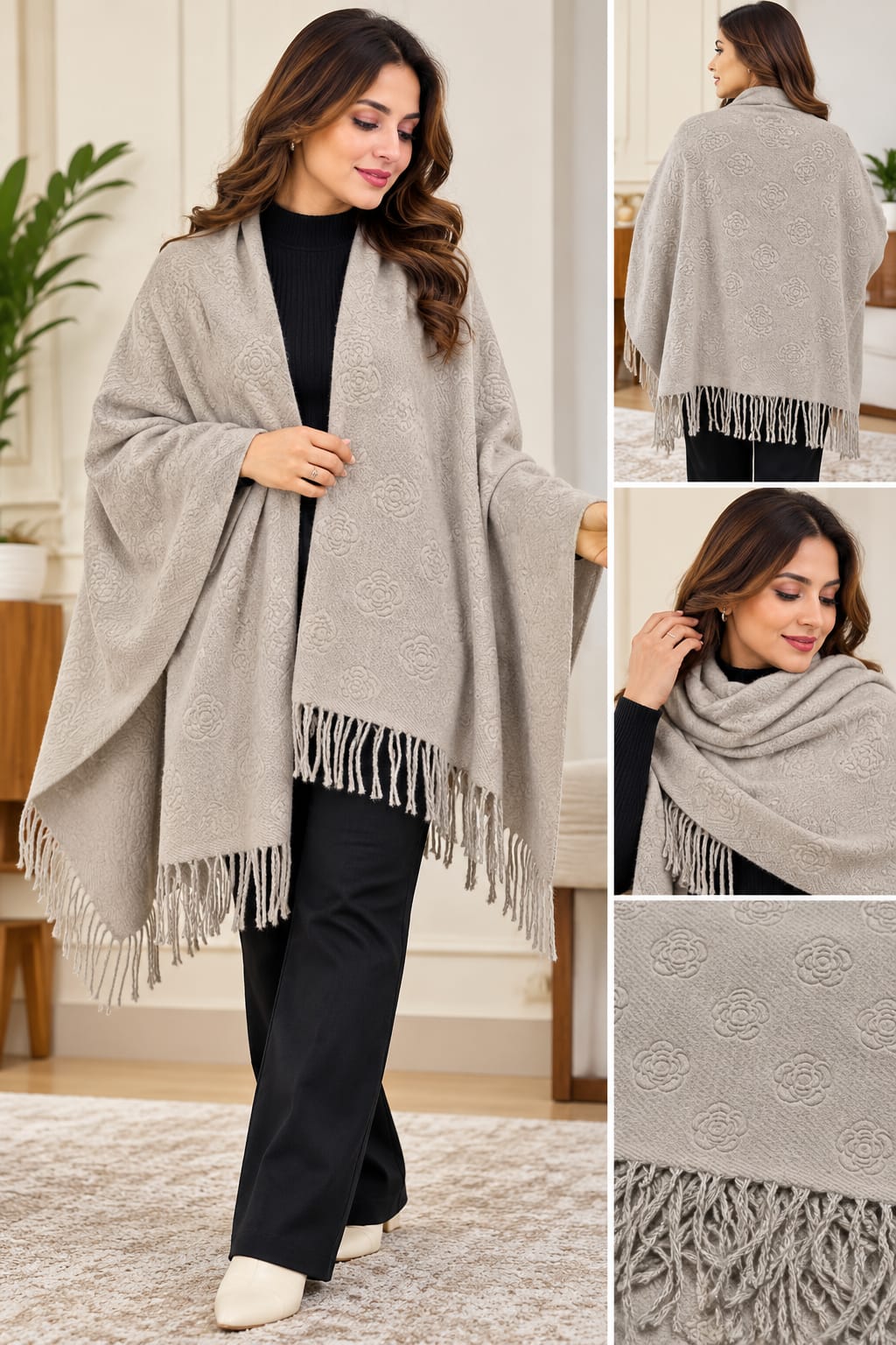Winter Elegance Wrapped in Luxury ❄️✨ | Floral Embroidered Kashmiri-Style Shawl