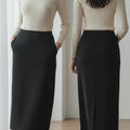 Classic Straight Black Midi Skirt