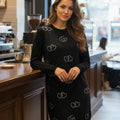 Heart-Print Longline Sweater Dress