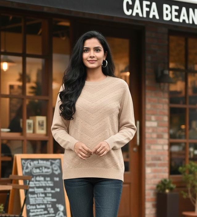 "V" shaped texture winter top