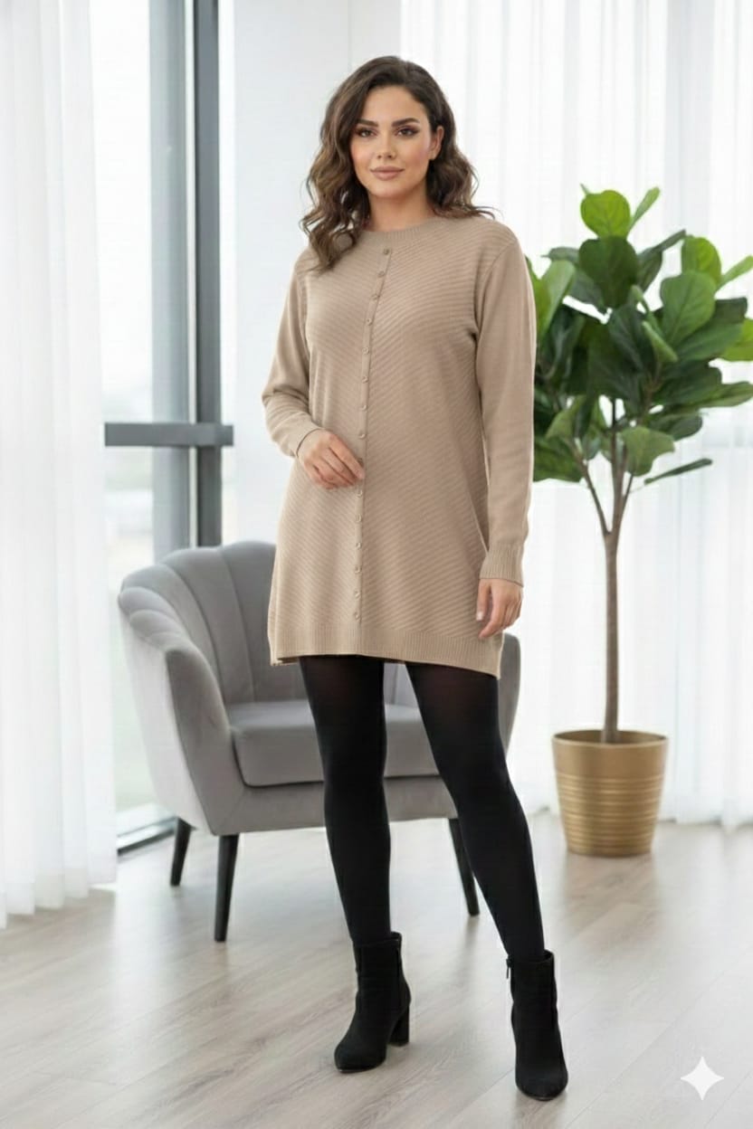 Plus Size Front button Winter Long top