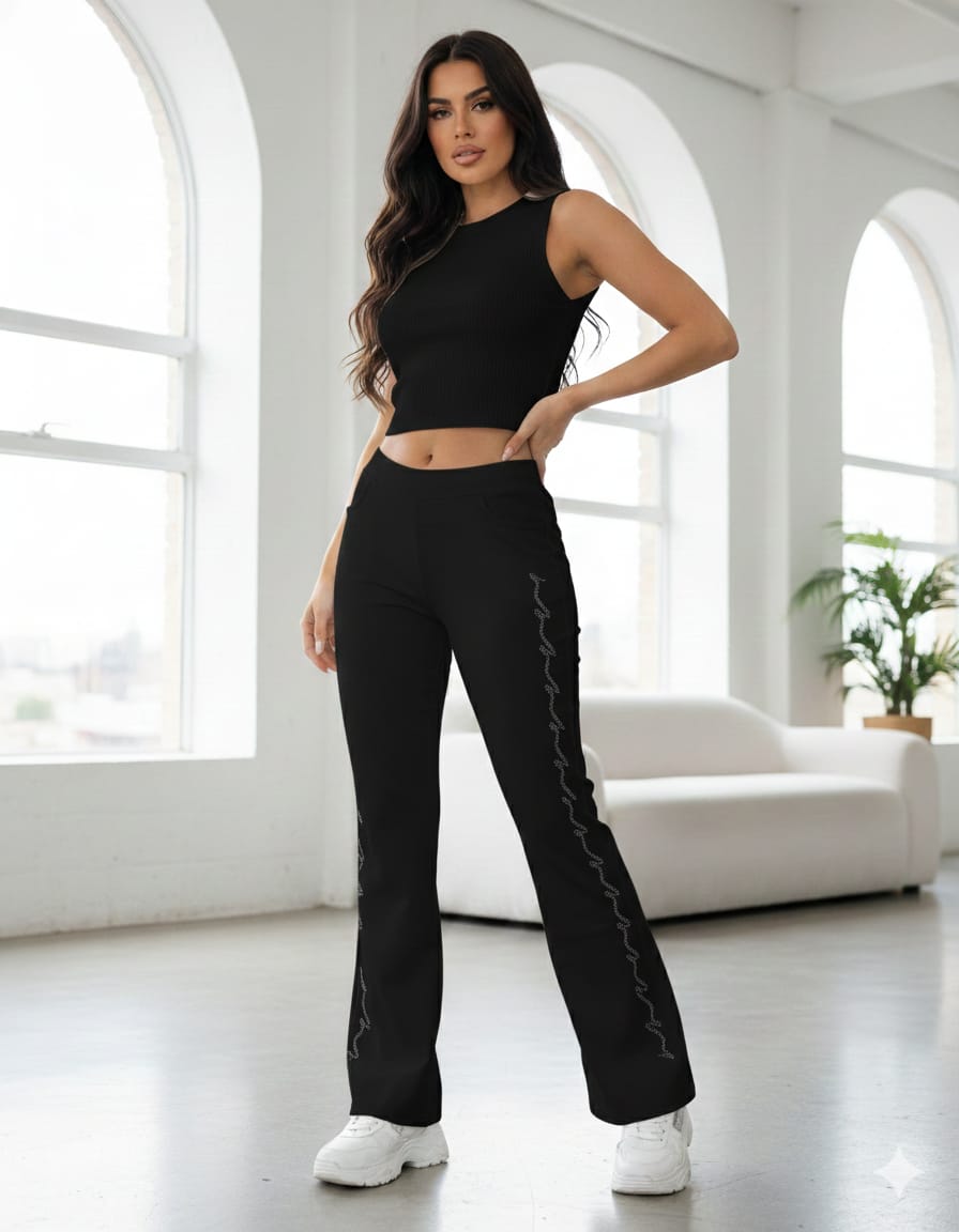 Bling Side-Detail Bootcut Pants