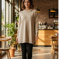 Button-Detail with bow neck line Long top Knit Sweater