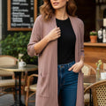 Ruby Textured Midi Shrug with Front Pockets