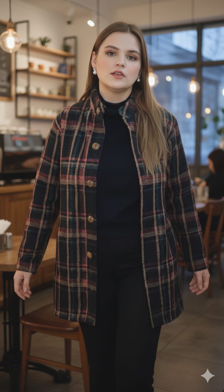 Mandarin Collar Wool Blend Coat