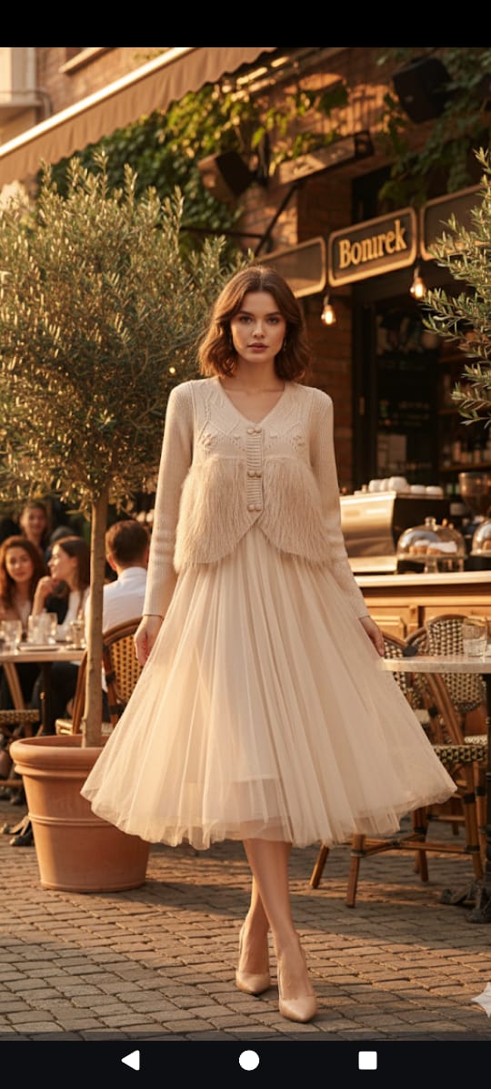 Winter Whimsy" Ribbed Knit & Faux Fur dress