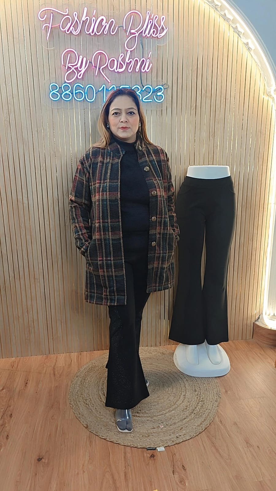 Mandarin Collar Wool Blend Coat