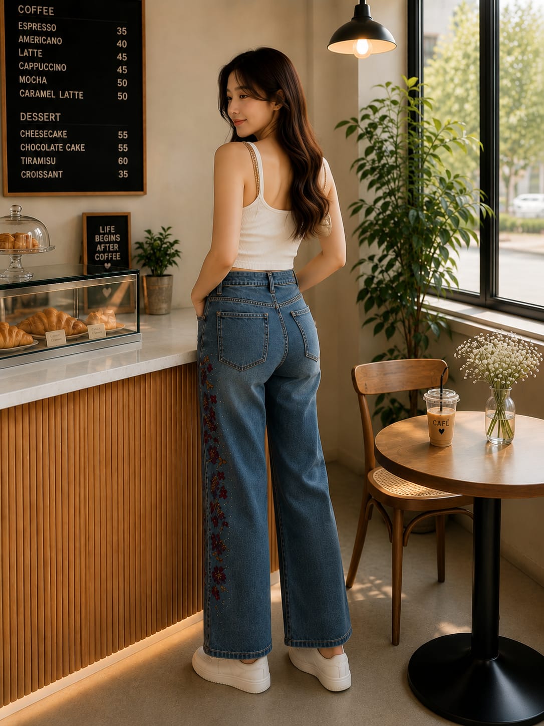 Flora Embroidered High-Rise Denims