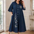 Floral Embroidered Denim Dress
