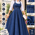 Premium Denim Pinafore Maxi Dress with White Shirt 💙✨