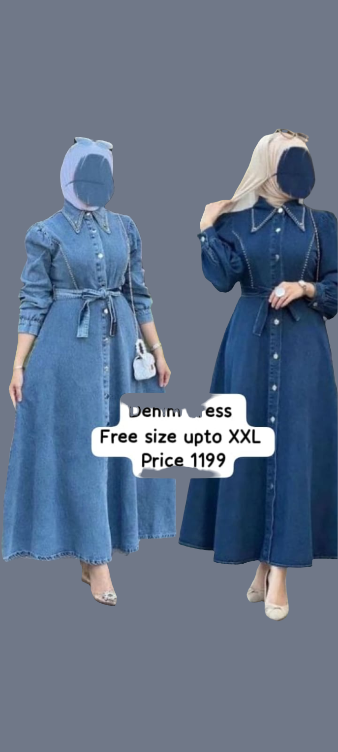 "Denim Charm Belted Shirt Dress"