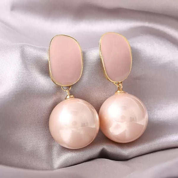 Stylish Pink Pearl Earrings: Korean & Western Fusion, Perfect for Parties