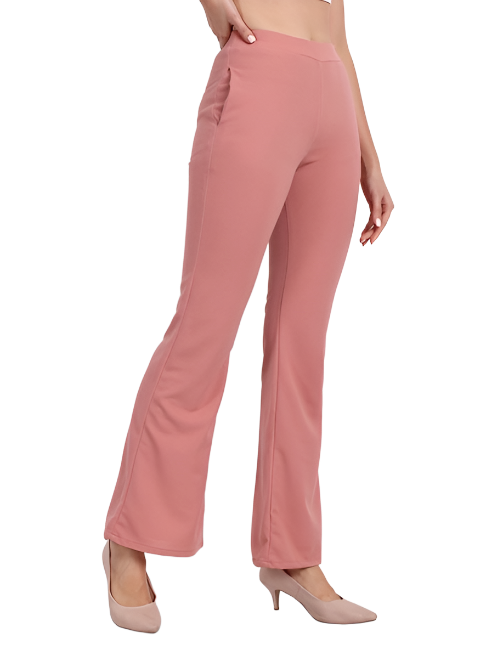 Women high waist bellbottom trouser - Pink