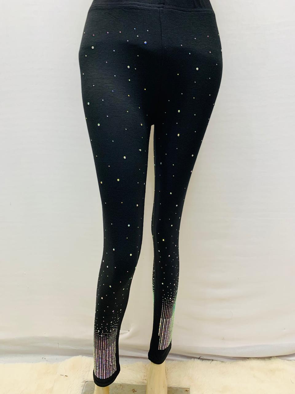 "Sparkle in Style: Rhinestone-Embellished Leggings"