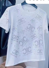 Trendy embellished tees in classic black & white!
