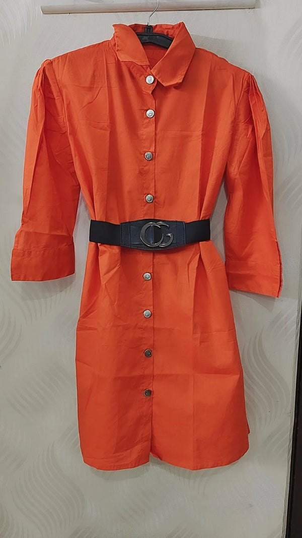 Summer Cotton shirt dress with belt