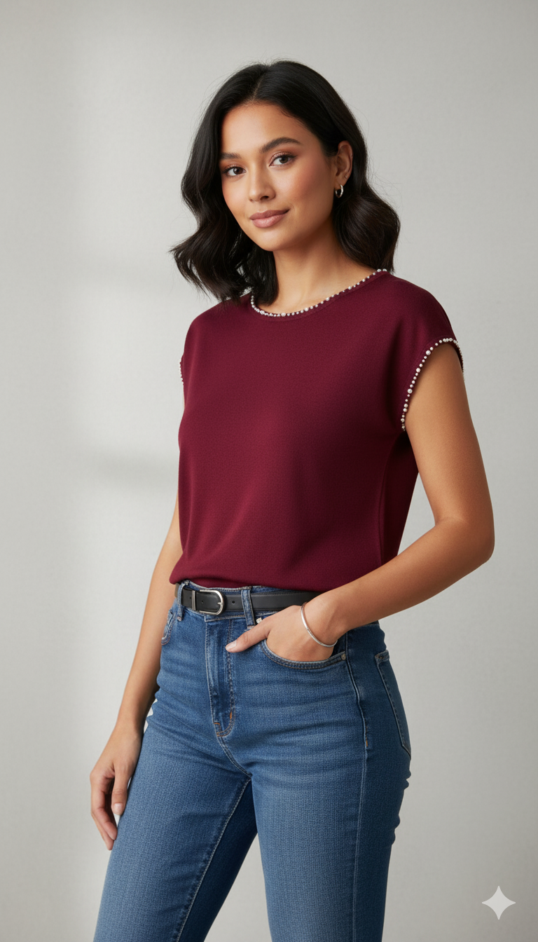 Elegant pearl top