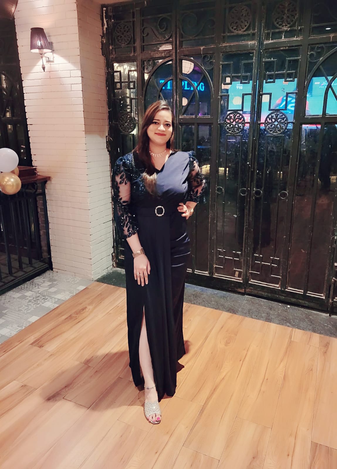 Designer drape maxi gown