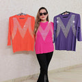 Party wear knitted rhinestone top