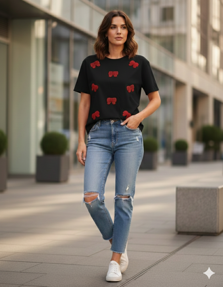 Ruby Bow Charm Tee 🎀