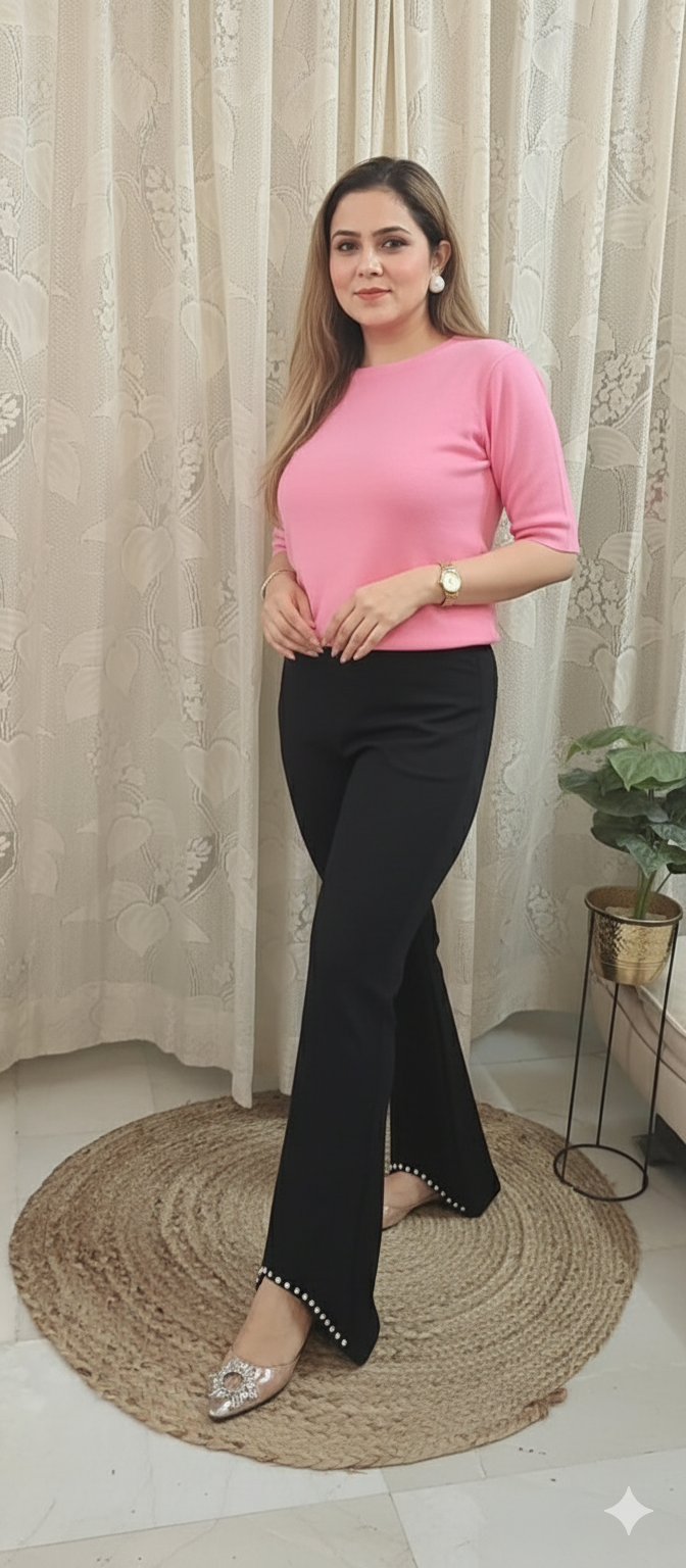 Women high waist designer cut pant