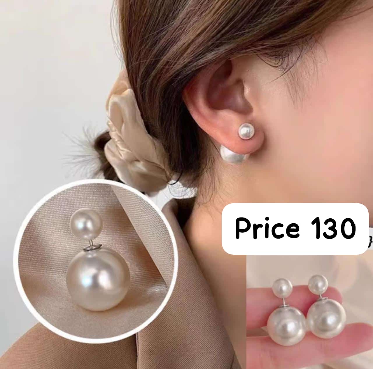 Elegant Double Pearl Stud Earrings – Timeless & Chic Accessory