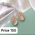 Floral Elegance Stud Earrings – Soft Pink & Crystal Shine