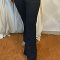High waist plain flared elegant trouser