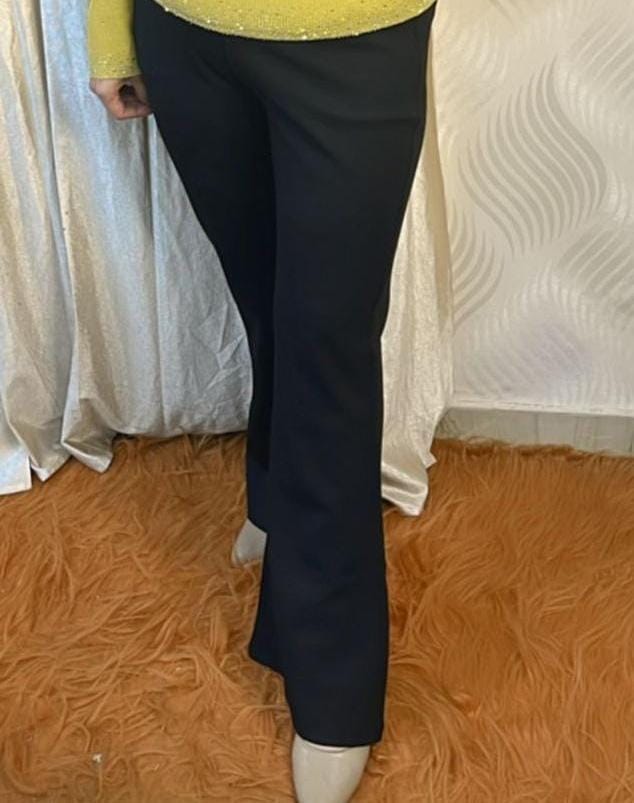 High waist plain flared elegant trouser