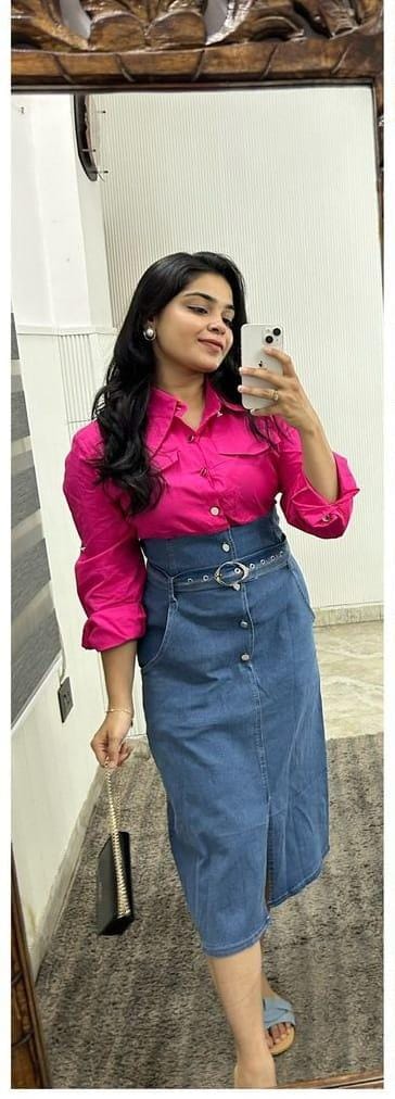"Chic Denim Elegance one Pc  dress "