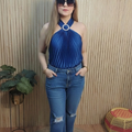 Elegant Pleated Halter Neck Top