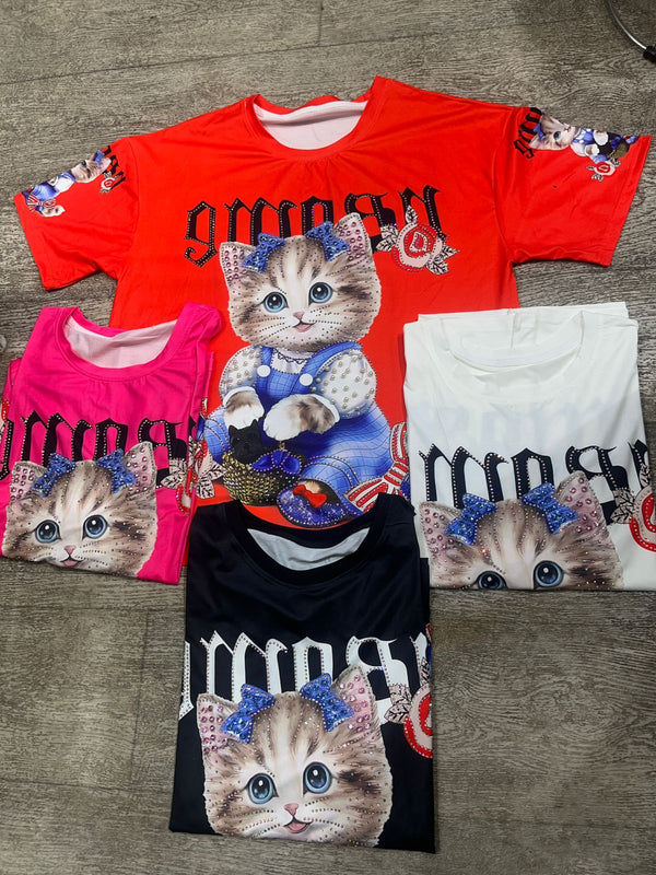 Cute Kitty emblessihed imported tshirt top