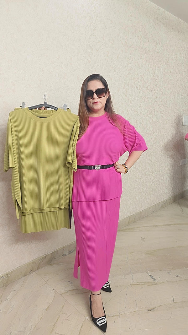 Elegant Pleated Co-ord Set – Chic & Comfy in Every Hue