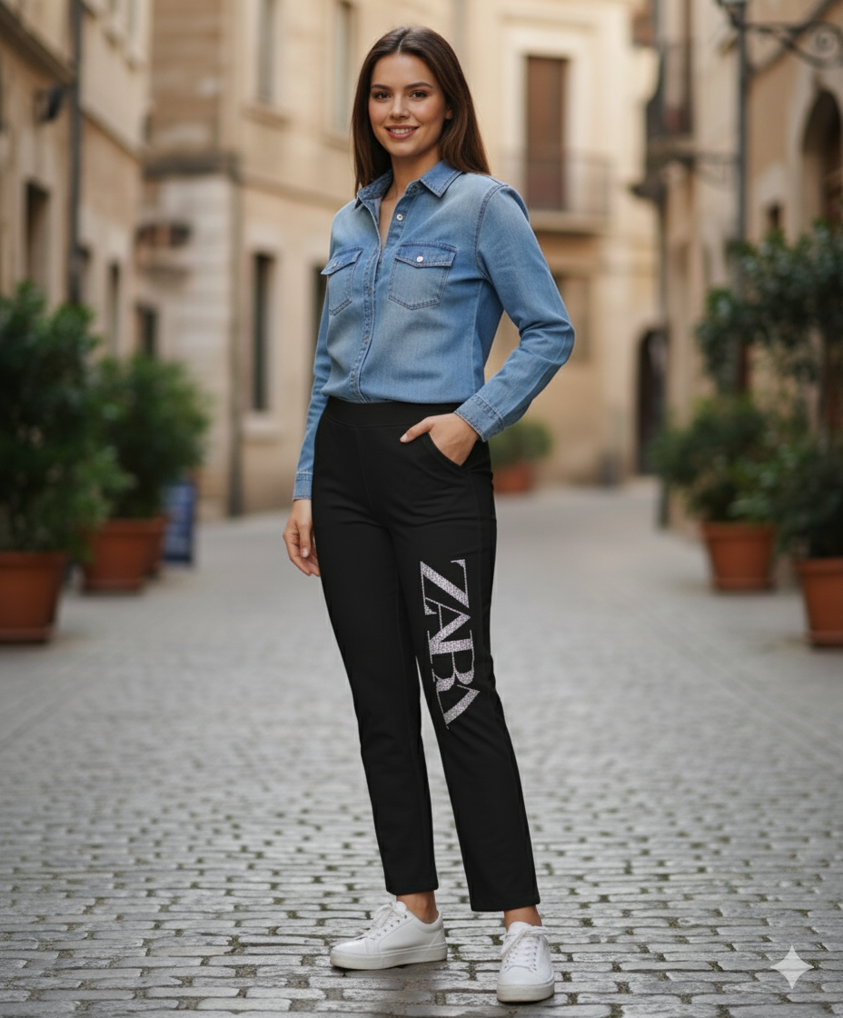 Women high waist straight pant