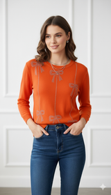 Bow Sparkle Embellished Full Sleeve Top
