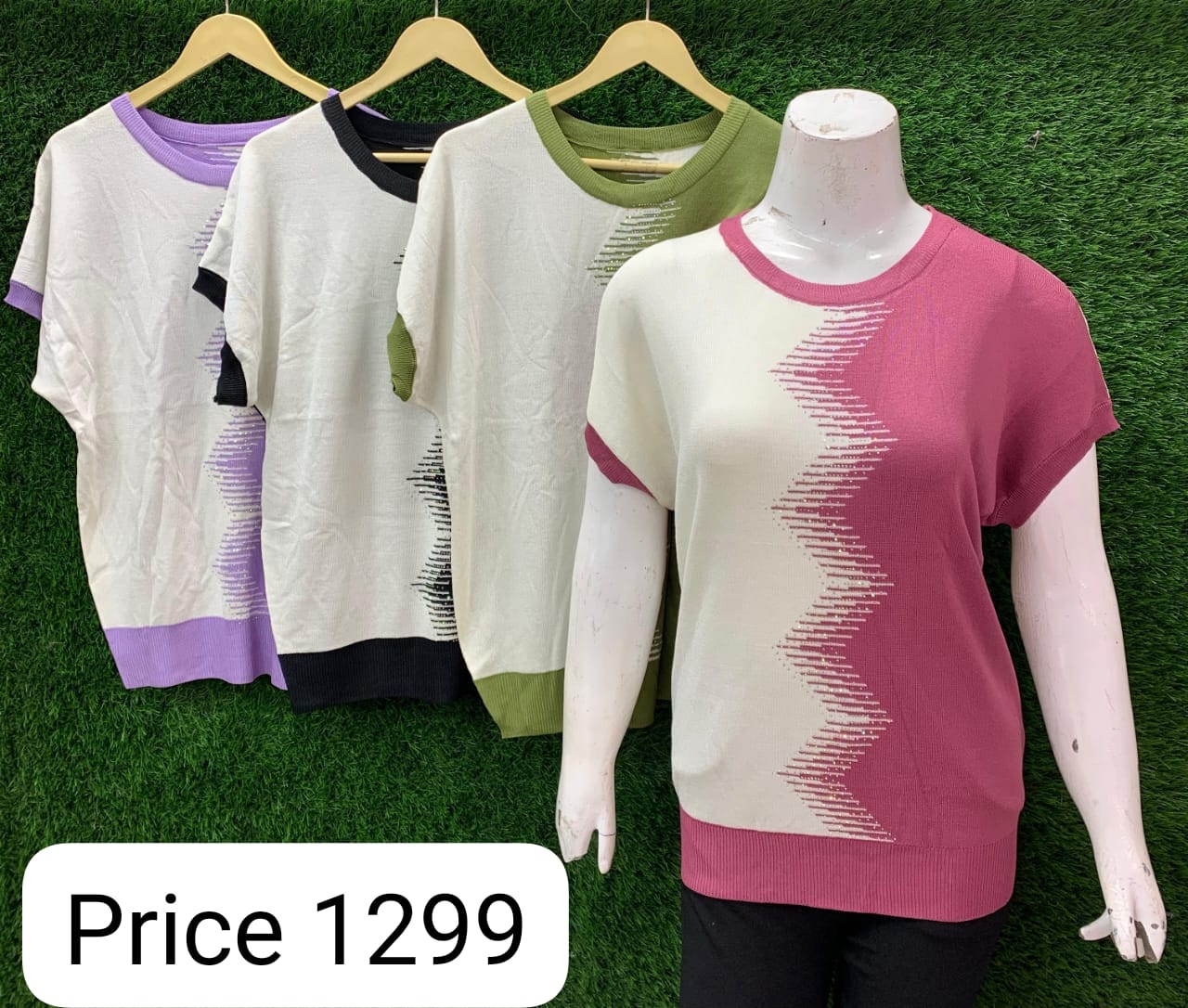Summer strechable zig zag knitting top