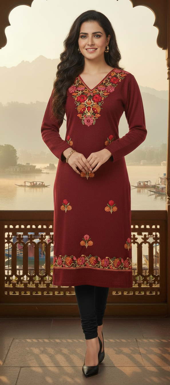 Kashmiri Embroidery Woolen Kurtis