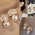 Elegant Pearl & Crystal Stud Earrings – Timeless Luxury