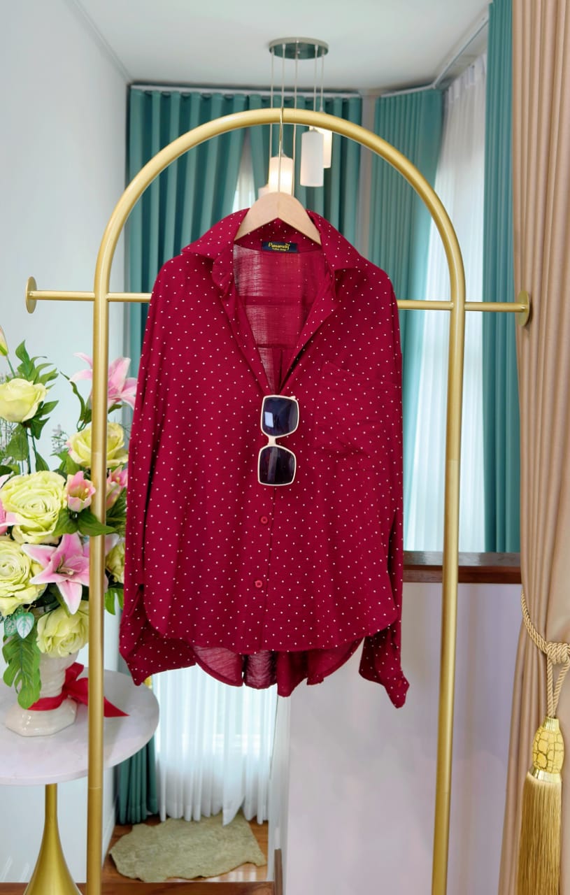 Classic cotton Polka Dot Oversized Shirt