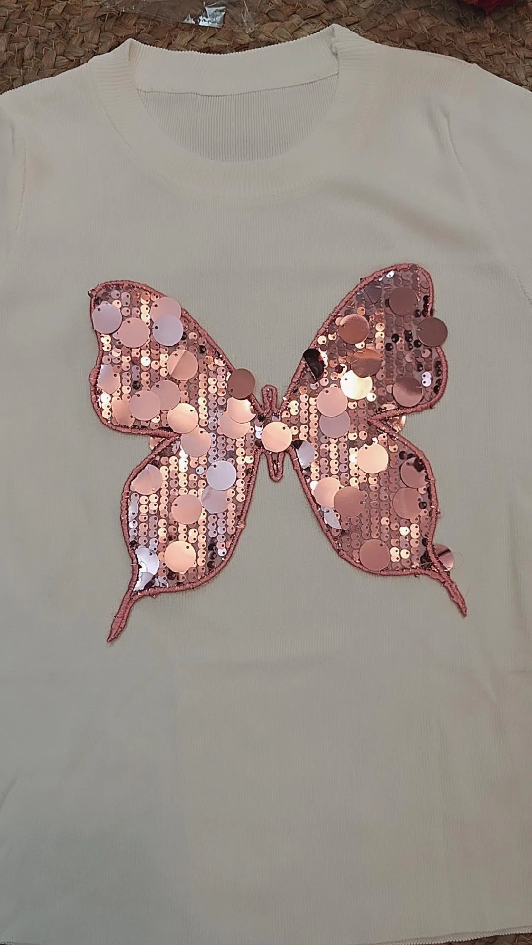 Summer butterfly sequin top
