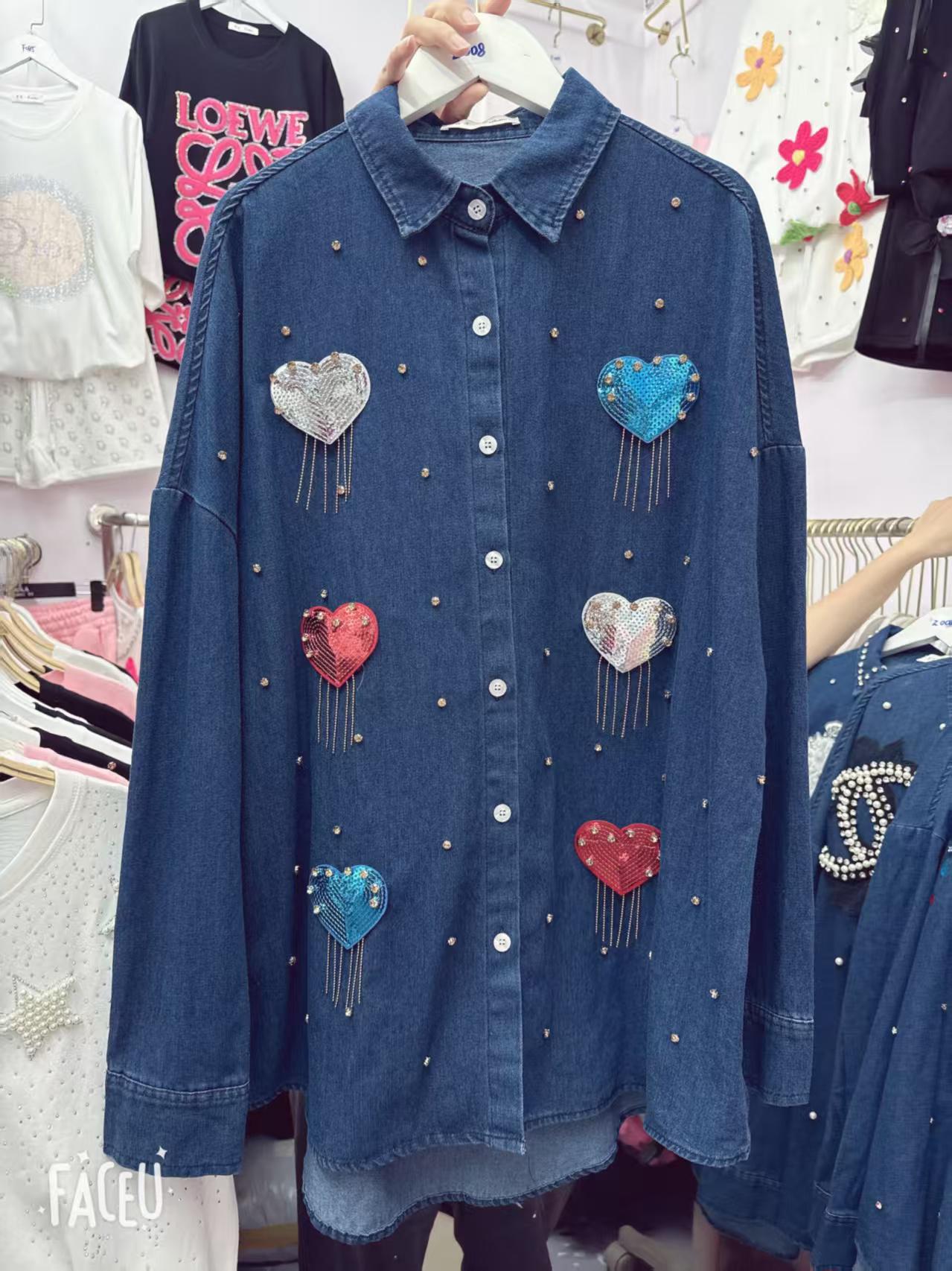Luxe denim oversized shirts