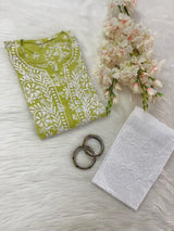 Chikankari handwork kurti with pant length -46