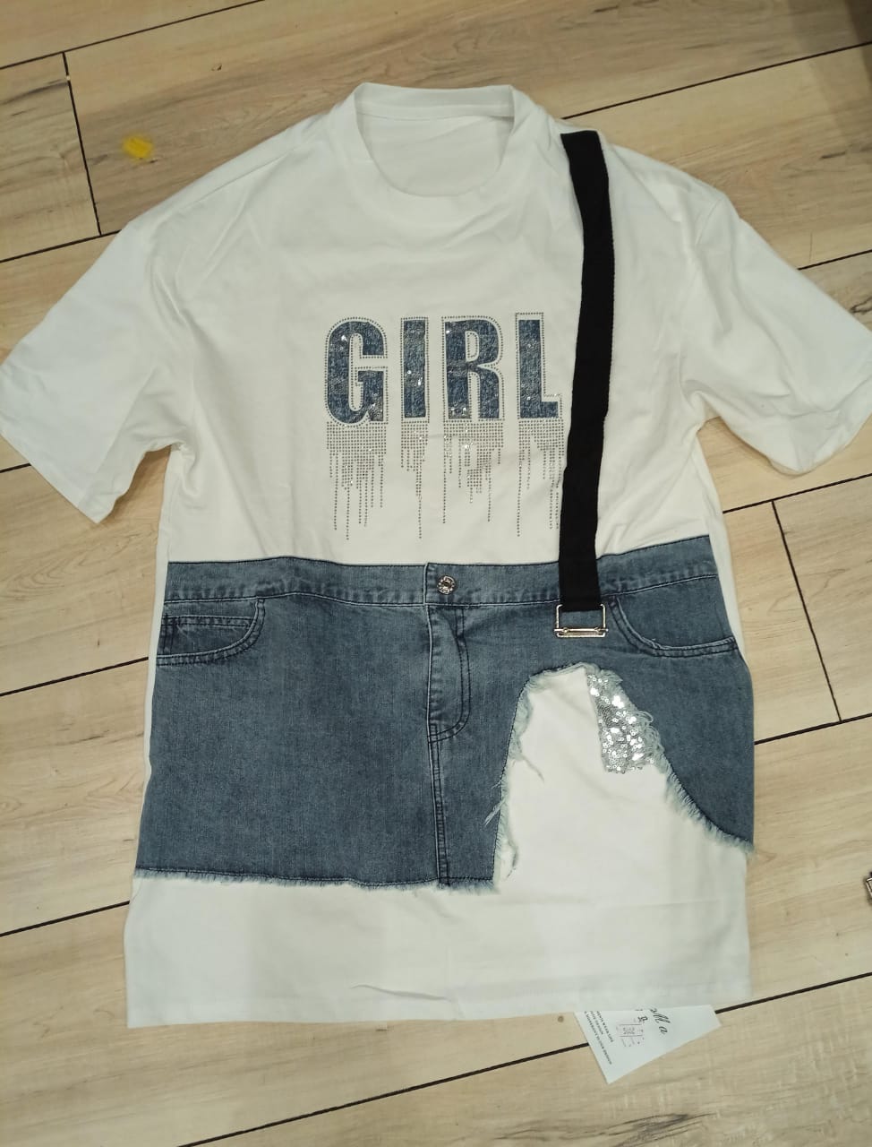 "Edgy Denim Fusion T-Shirt Dress"