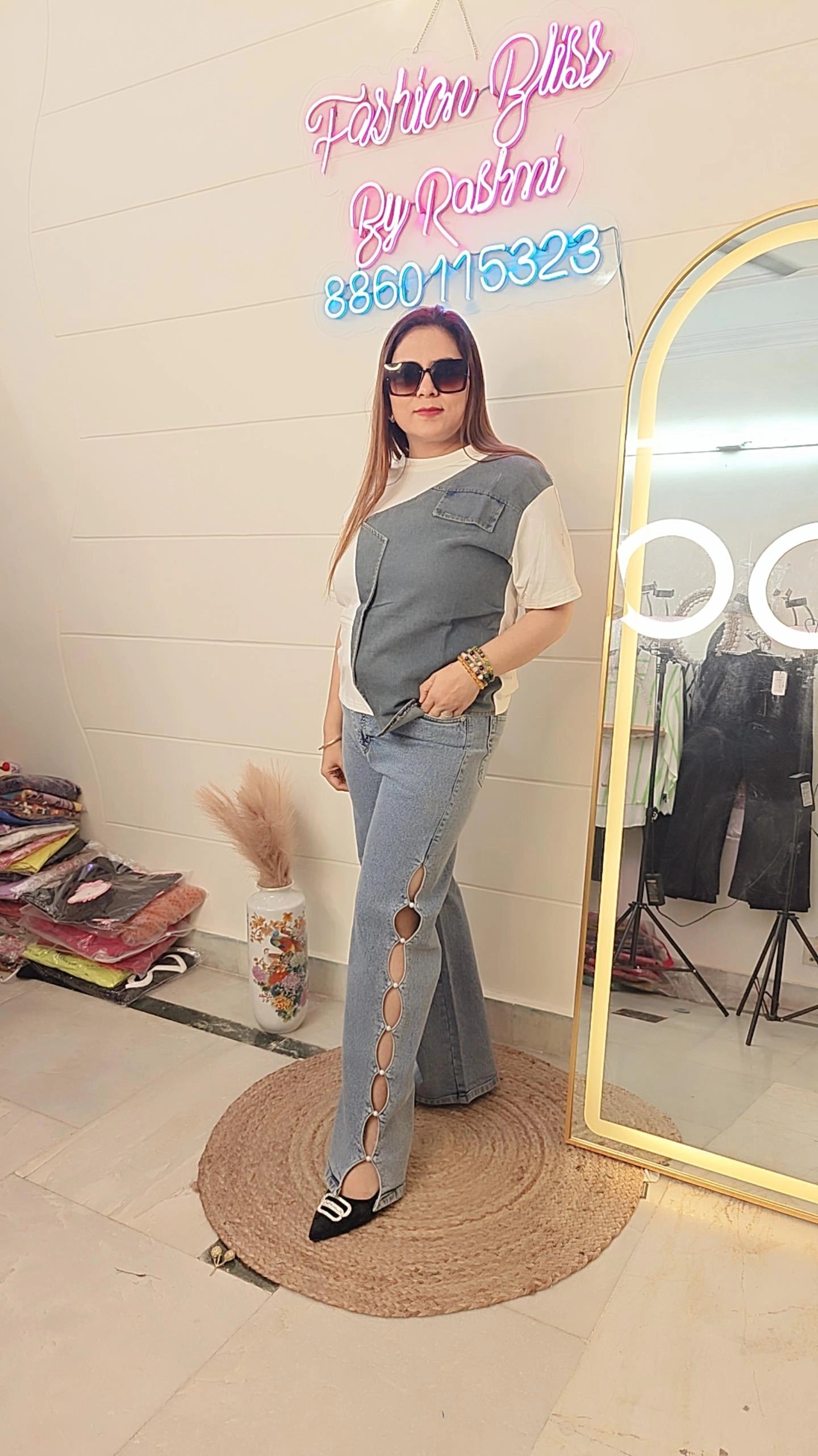 Dual-Tone Denim Panel Top – Casual with a Twist!