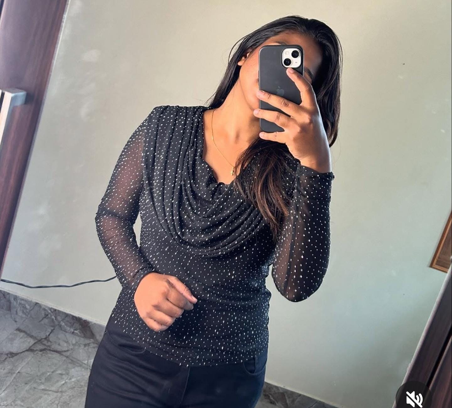 "Midnight Sparkle Mesh crawl Top"