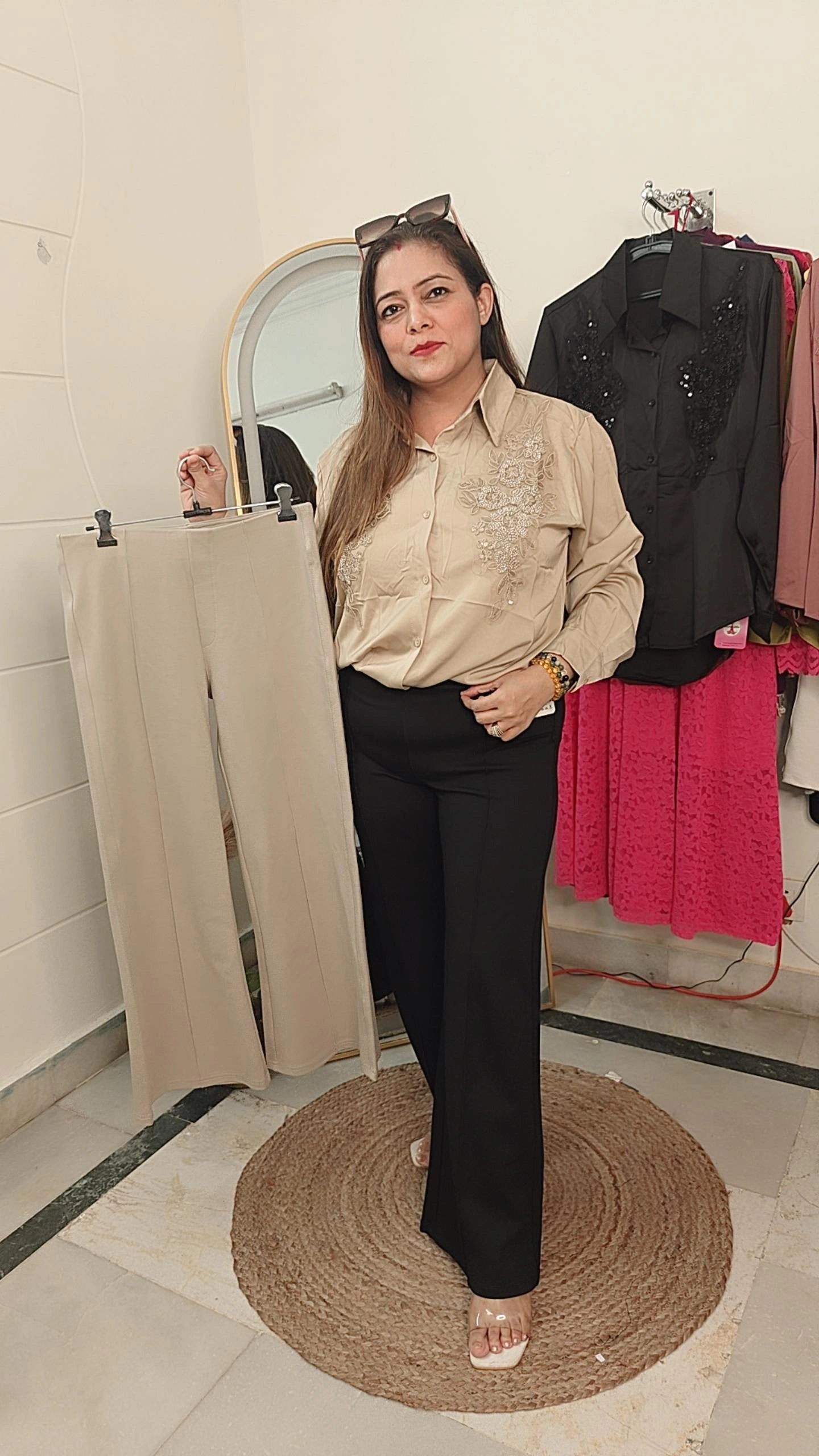 Wide leg high waist office / casual trousers